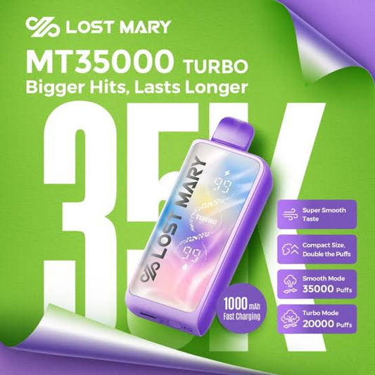 Buy Lost Mary MT 35000 35K Puffs Turbo Vape Online | Express Delivery in Bangalore & Hyderabad
