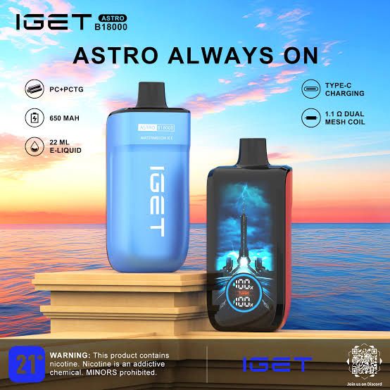 IGET Astro B18000 Puffs – Dual Mode Disposable Device | Fast Delivery in Hyderabad