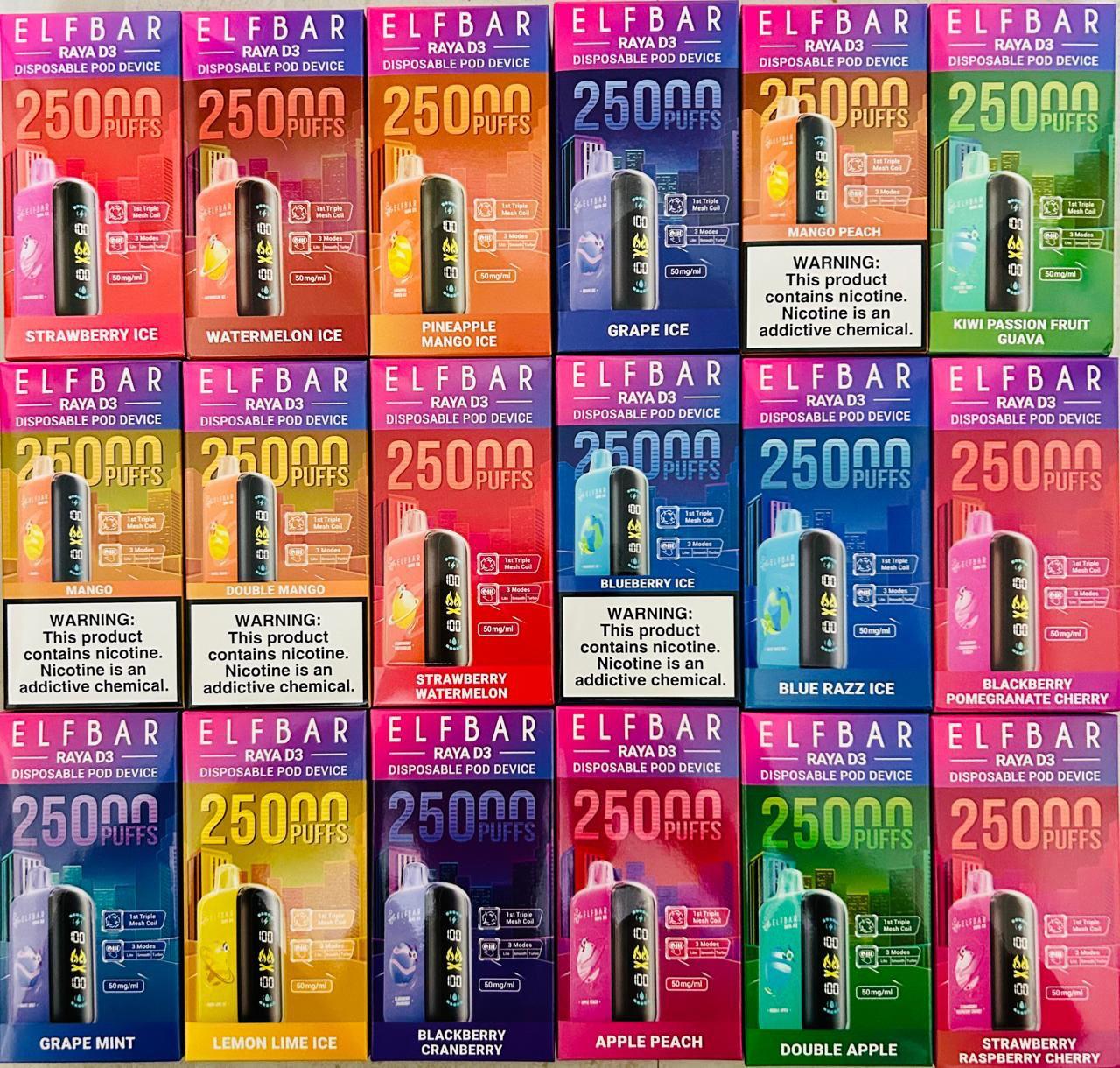 Buy Elfbar Raya D3 25000 (25K Puffs) Disposable Vape | Express Delivery in Bangalore & Hyderabad