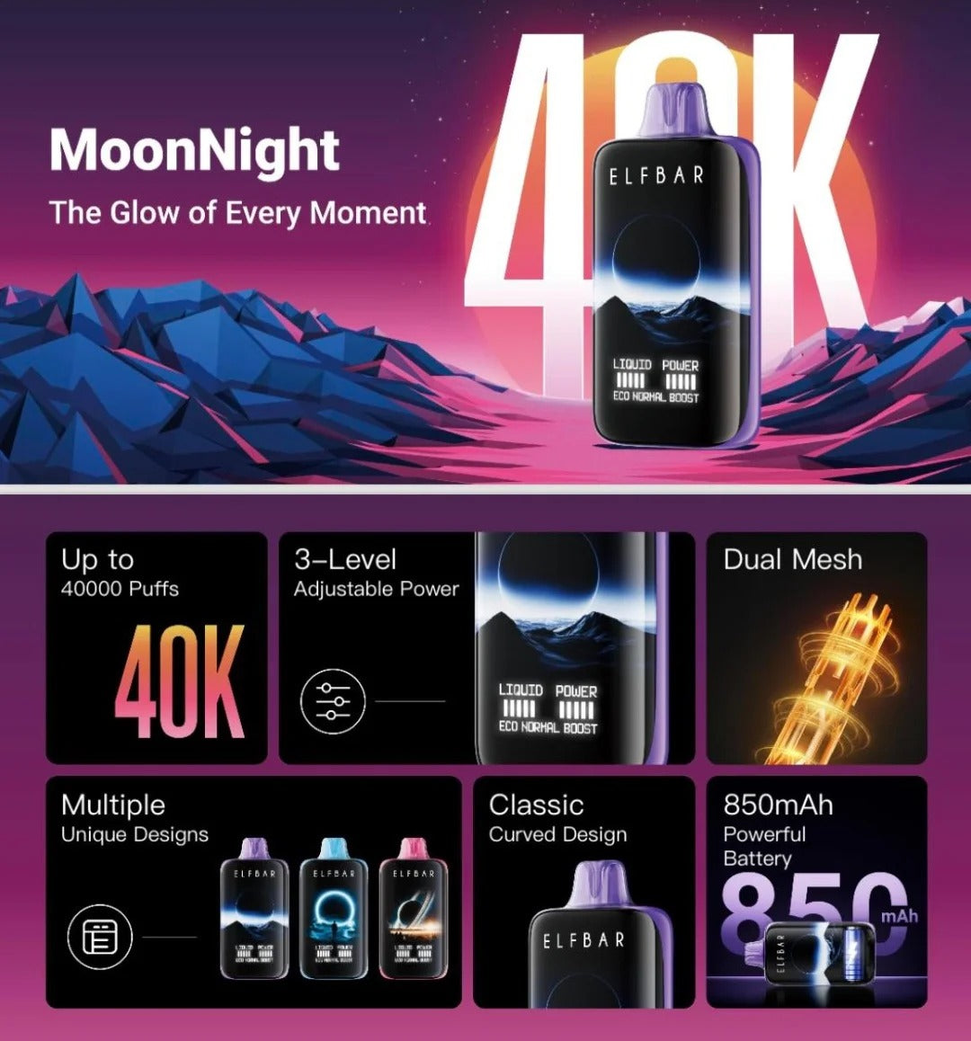 Buy Elfbar Moonlight 40000 Puffs Online | 40K Long-Lasting Disposable Vape | Express Delivery in Bangalore & Hyderabad